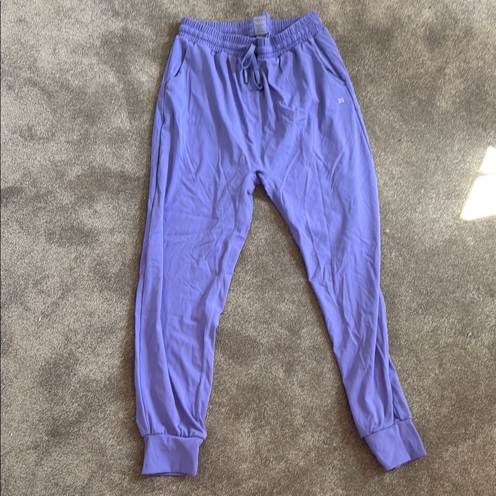 Amazon Purple Track Pants with Elastic Cuffs and Drawstring Waistband